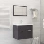 Conjunto de muebles de baño aglomerado gris brillante
