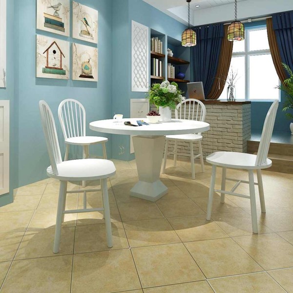 Sillas de comedor 4 unidades madera maciza de caucho blanco