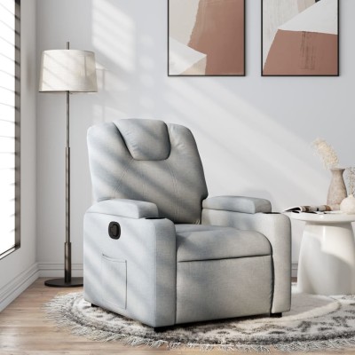 Sillón reclinable de tela gris claro