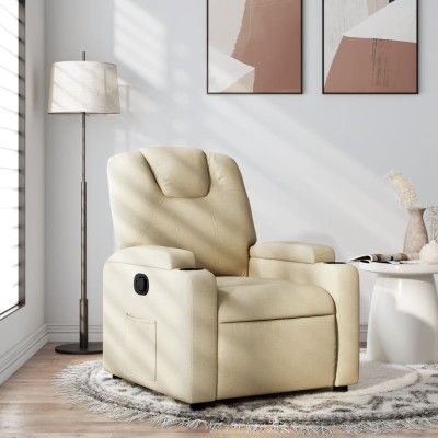 Sillón reclinable de tela color crema