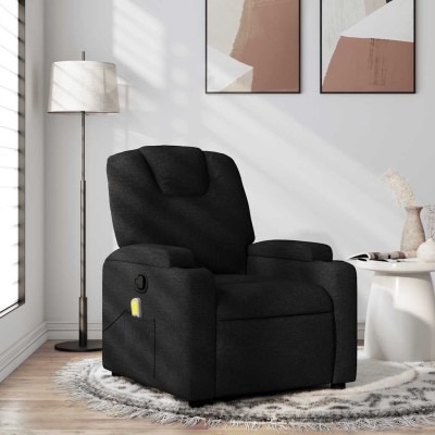 Sillón reclinable de masaje de tela negra