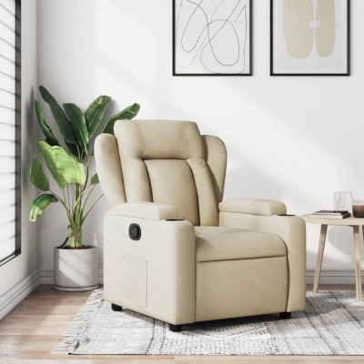 Sillón reclinable de tela color crema