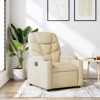 Sillón reclinable de tela color crema