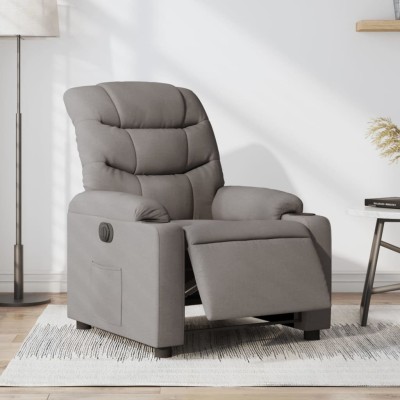 Sillón reclinable eléctrico tela gris taupé