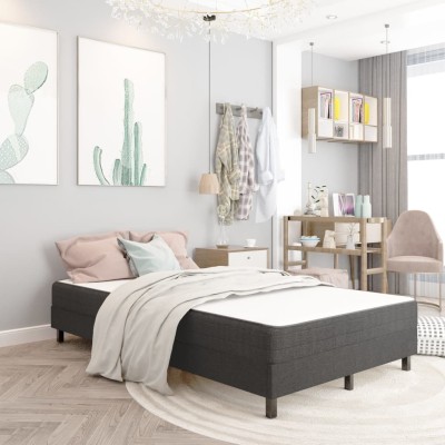 Cama box spring tela gris oscuro 120x200 cm