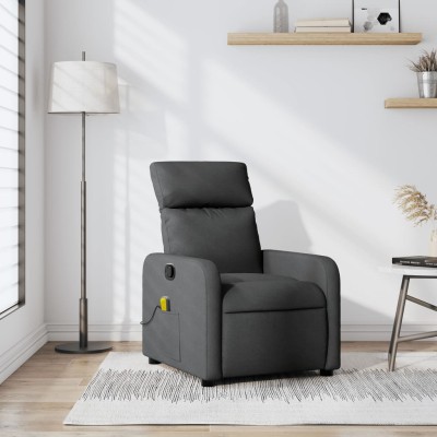 Sillón reclinable de masaje de tela gris oscuro