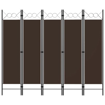 Biombo divisor de 5 paneles marrón 200x180 cm