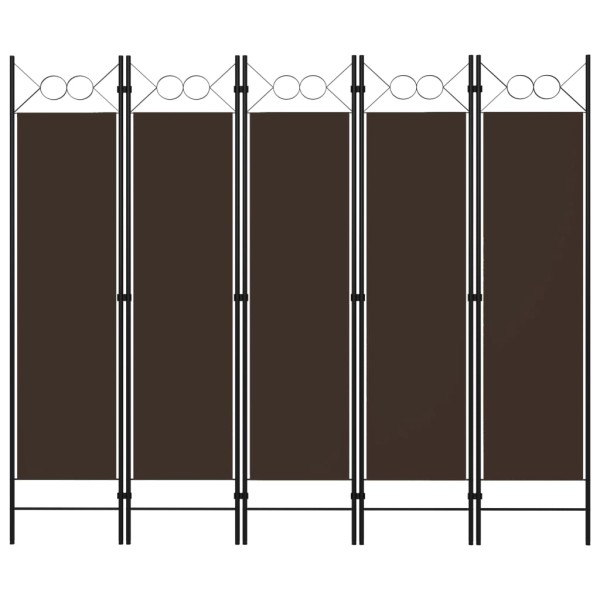 Biombo divisor de 5 paneles marrón 200x180 cm