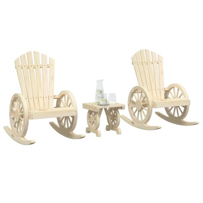 Juego de muebles de jardín 3 piezas madera maciza de abeto