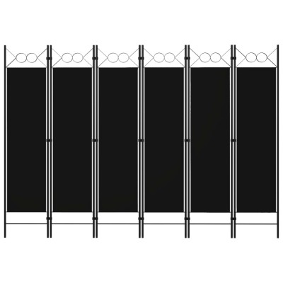 Biombo divisor de 6 paneles negro 240x180 cm