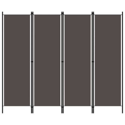 Biombo divisor de 4 paneles gris antracita 200x180 cm