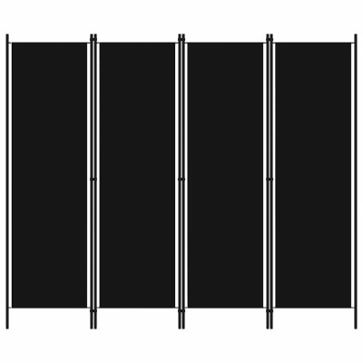 Biombo divisor de 4 paneles negro 200x180 cm