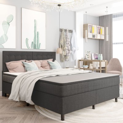 Cama box spring tela gris oscuro 160x200 m
