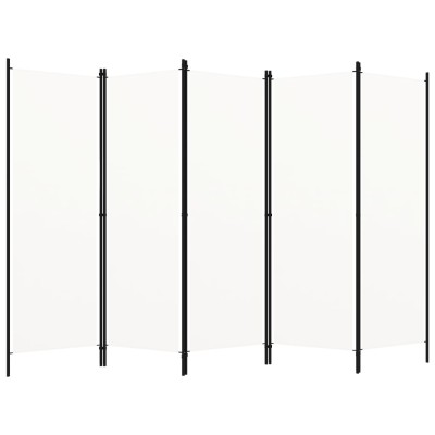 Biombo divisor de 5 paneles blanco 250x180 cm