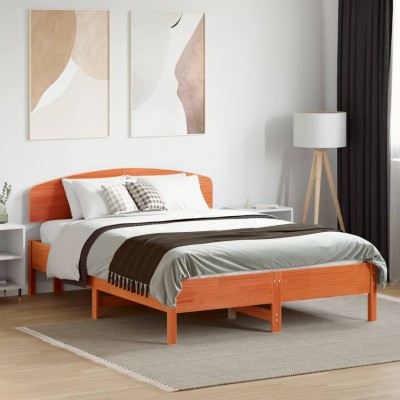 Estructura de cama sin colchón madera maciza marrón 135x190 cm