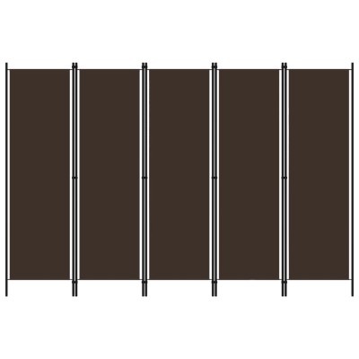 Biombo divisor de 5 paneles marrón 250x180 cm