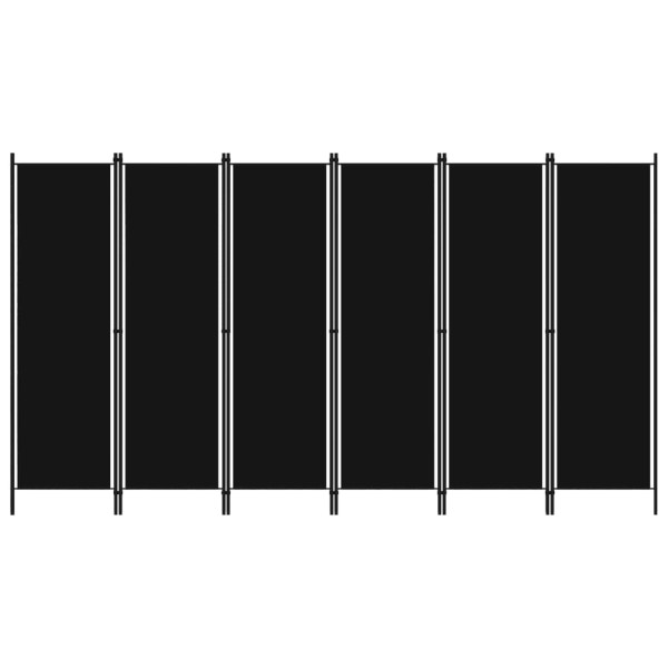 Biombo divisor de 6 paneles negro 300x180 cm