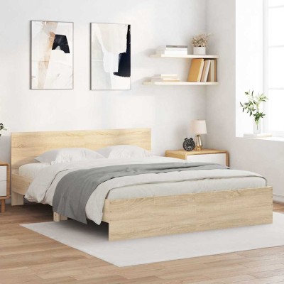 Estructura de cama con cabecero roble Sonoma 150x200 cm