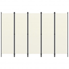 Biombo divisor de 5 paneles blanco crema 250x180 cm