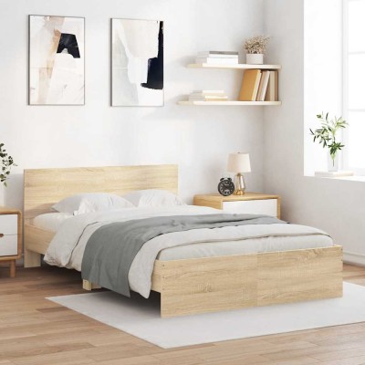 Estructura de cama con cabecero roble Sonoma 120x190 cm