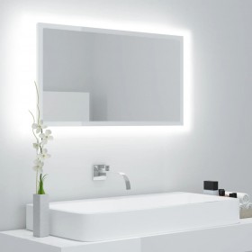 Espejo de baño acrílico blanco brillo 80x8,5x37 cm