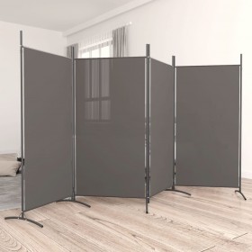 Biombo divisor de 4 paneles de tela gris antracita 346x180 cm