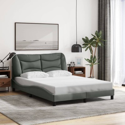 Estructura de cama sin colchón tela gris oscuro 120x200 cm
