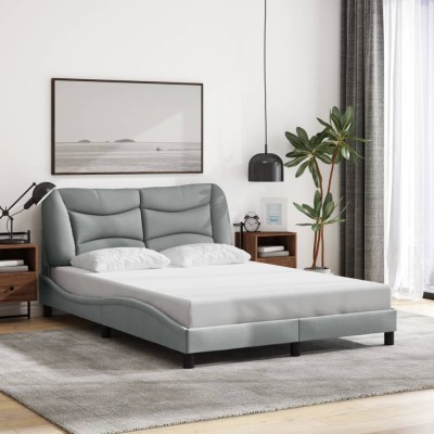 Cama sin colchón tela gris claro 140x190 cm