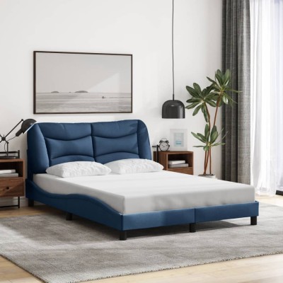 Cama sin colchón tela azul 140x200 cm