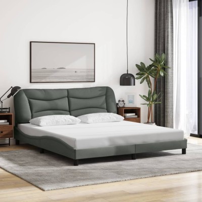 Cama sin colchón de tela gris oscuro 180x200 cm
