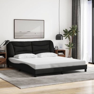 Cama sin colchón tela negro 180x200 cm