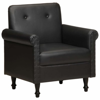 Sillón butaca de cuero auténtico negro