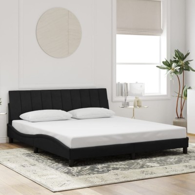 Estructura de cama sin colchón terciopelo negro 180x200 cm