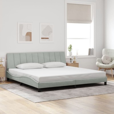 Estructura de cama sin colchón terciopelo gris claro 200x200 cm