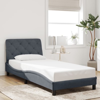 Estructura de cama sin colchón terciopelo gris oscuro 80x200 cm