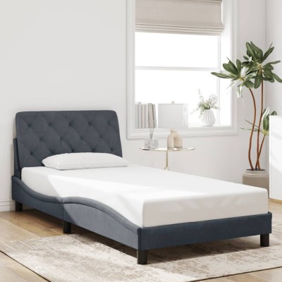 Estructura de cama sin colchón terciopelo gris oscuro 100x200cm