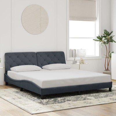 Estructura cama sin colchón terciopelo gris oscuro 200x200 cm