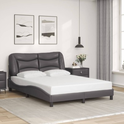 Estructura de cama sin colchón cuero sintético gris 120x200 cm