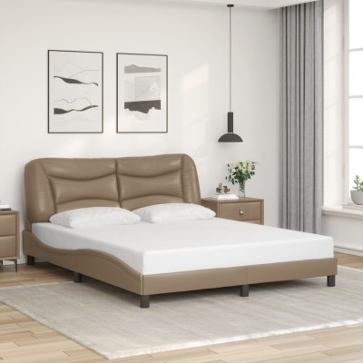 Estructura cama sin colchón cuero sintético capuchino 160x200cm