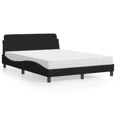 Cama con colchón tela negro 120x200 cm