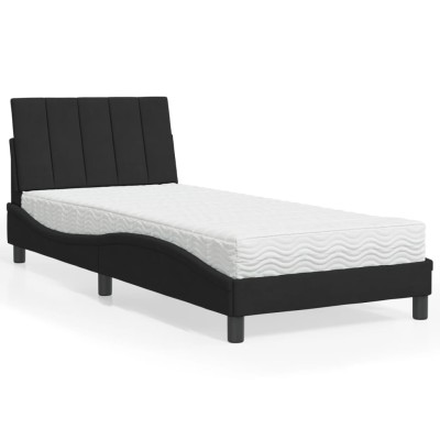 Cama con colchón terciopelo negro 80x200 cm