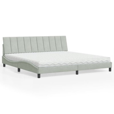 Cama con colchón terciopelo gris claro 200x200 cm