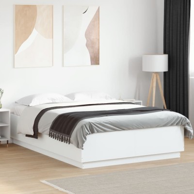 Estructura de cama madera de ingeniería blanca 150x200 cm