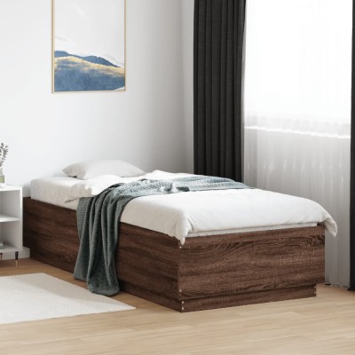 Estructura de cama madera de ingeniería roble marrón 90x200 cm