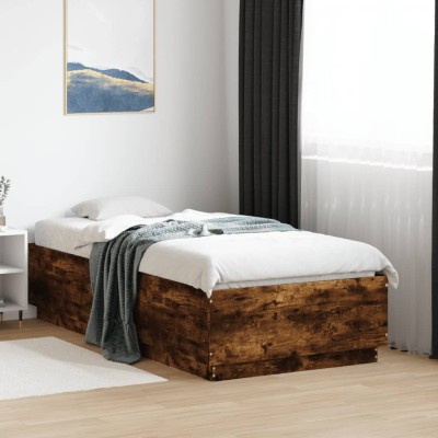 Estructura de cama madera de ingeniería roble humo 75x190 cm
