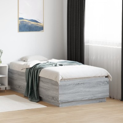Estructura de cama madera de ingeniería gris Sonoma 75x190 cm