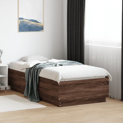 Estructura de cama madera de ingeniería roble marrón 75x190 cm