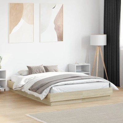 Estructura de cama madera de ingeniería roble Sonoma 120x190 cm