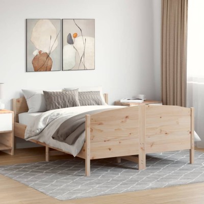 Estructura de cama sin colchón madera maciza de pino 140x190 cm