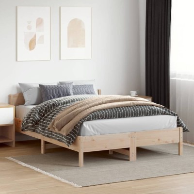 Estructura de cama sin colchón madera de pino blanco 150x200 cm